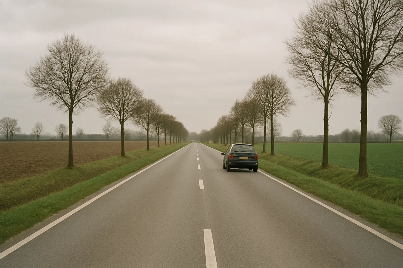 Ordinary road outside a built-up area in Belgium, where the default speed depends on the region.